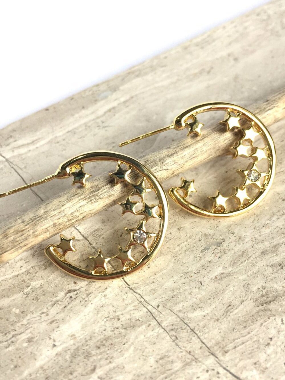 New Stars and Stones Gold Hoop Earrings